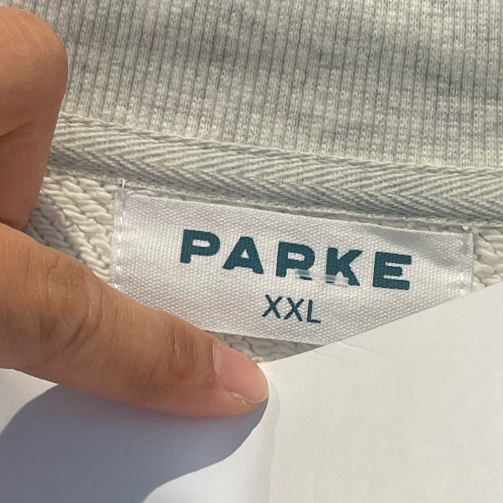PARKE Back to School Varsity Mockneck Sweatshirt Heather Grey and Denim XXL - Picture 3 of 6